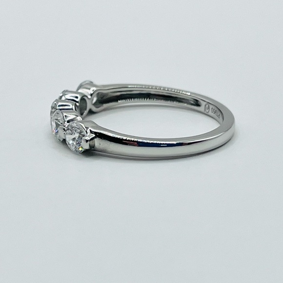 1.00 CT 950 Platinum Brilliant Round Five Stones VS2 Lab Diamond Ring Band - Picture 5 of 8